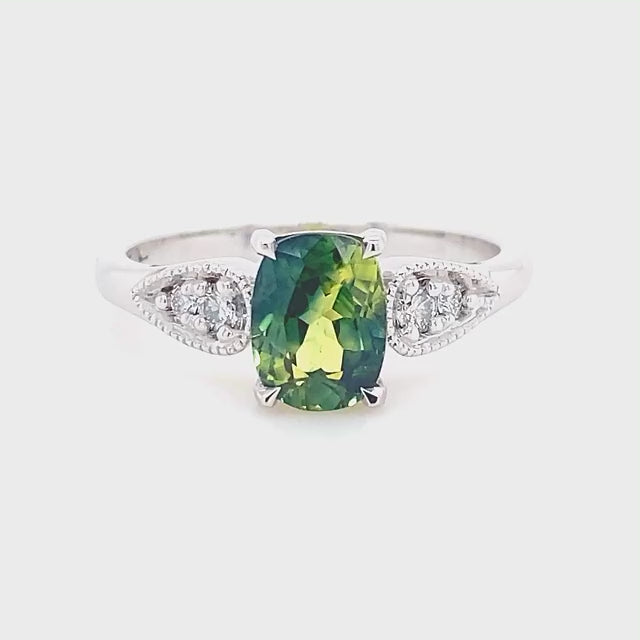 Eloise | Australian Green-Blue Parti Sapphire Ring