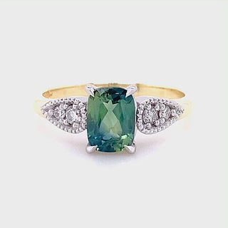 Eloise | Australian Blue-Green Parti Sapphire Ring
