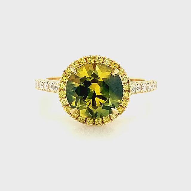 Dani | Australian Yellow-Green Parti Sapphire Ring
