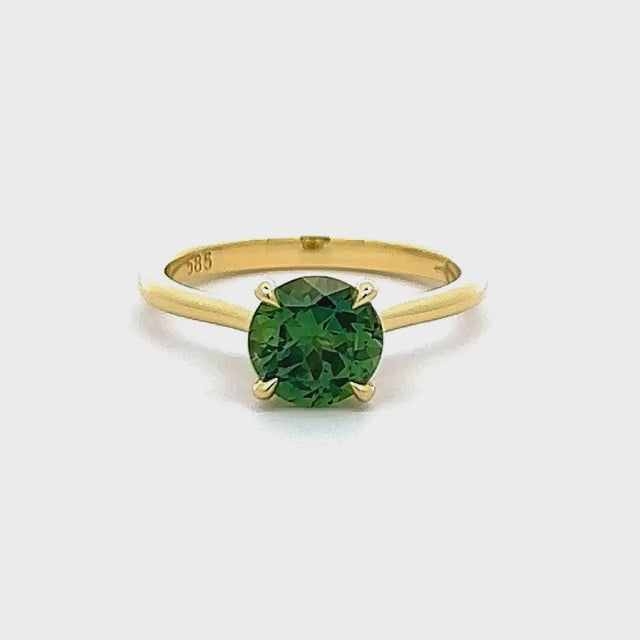 Lorelei | Australian Round Green Parti Sapphire Ring