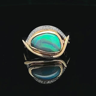 Kalina | Teal Australian Semi-Black Opal Ring