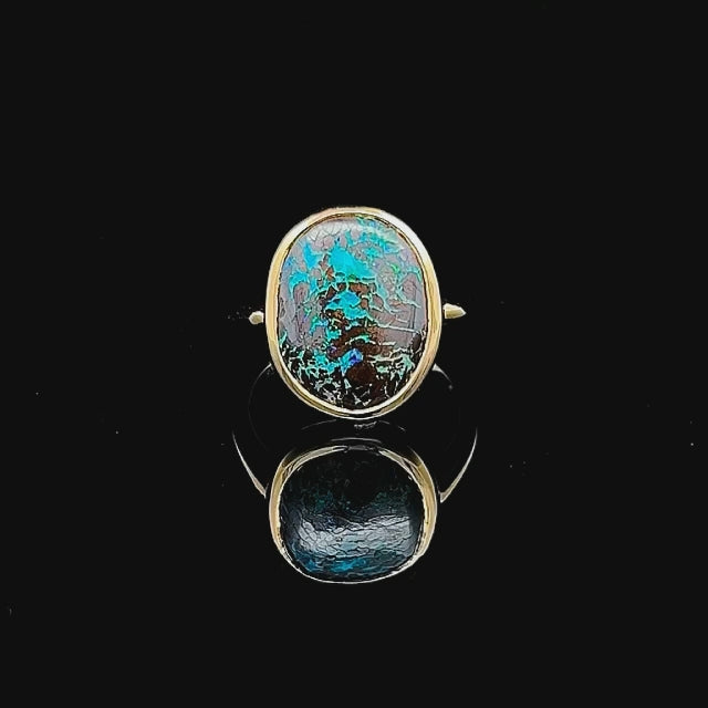 Arlo | Aqua Australian Boulder Matrix Opal Ring