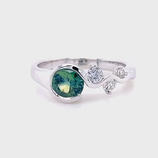 Zara | Australian Icy Green-Blue Parti Sapphire Ring