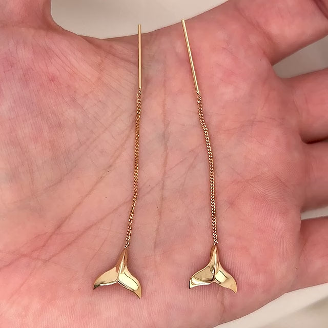Whale Tail Fluke Thread Earrings