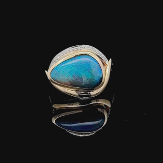 Kalina | Teal Australian Semi-Black Opal Ring