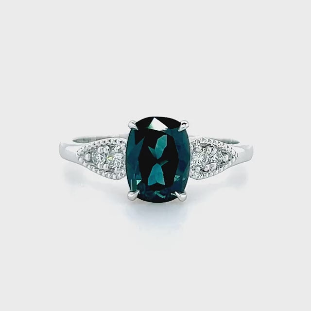 Eloise | Australian Blue-Teal Parti Sapphire Ring