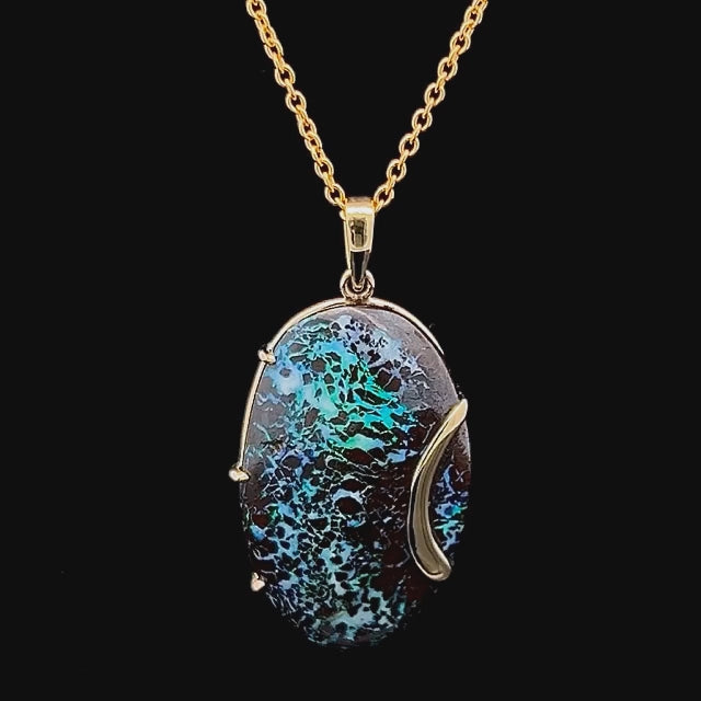 Elara | Multicoloured Australian Yowah Boulder Opal Necklace