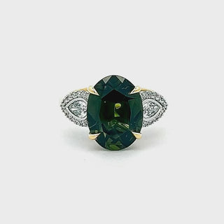 Olive | Australian Oval Green Parti Sapphire Ring