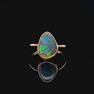 Kalola | Australian Black Crystal Opal Ring