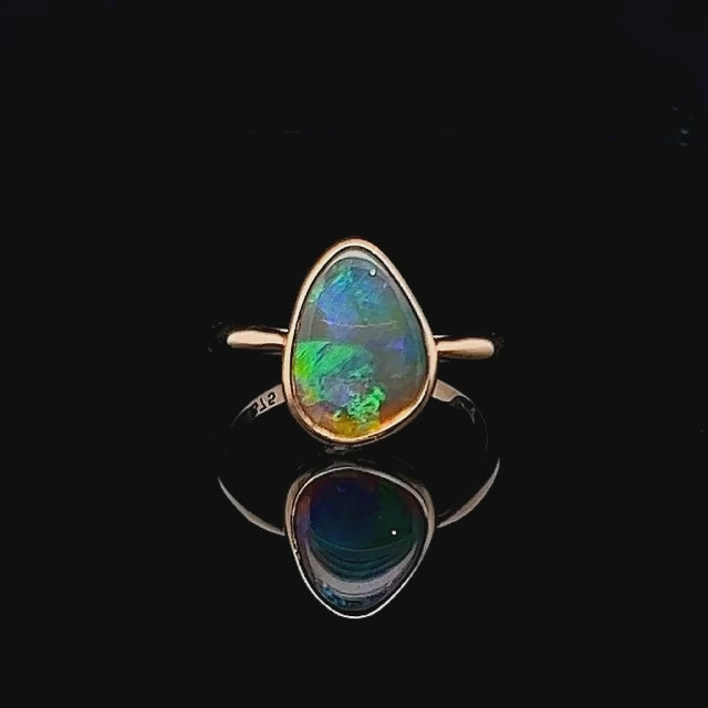 Kalola | Australian Black Crystal Opal Ring