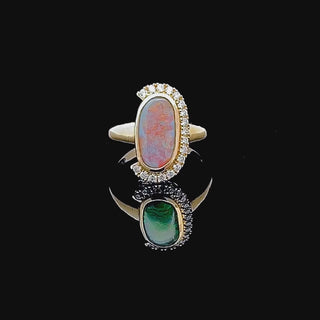 Scarlett | Pink Australian Semi-Black Opal Ring