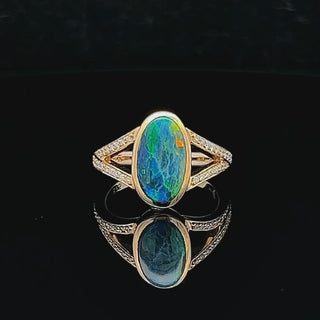 Allora | Blue-Green Australian Black Opal Ring