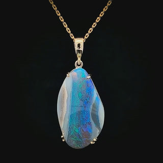 Mooloolah | Blue-Green Australian Semi-Black Opal Necklace