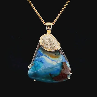 Iluka | Blue Australian Boulder Opal Necklace