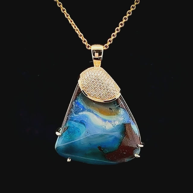 Iluka | Blue Australian Boulder Opal Necklace