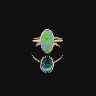 Tena | Blue-Green Australian Crystal Opal Ring
