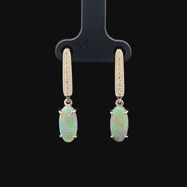 Kyra | Australian Black Crystal Opal Earrings