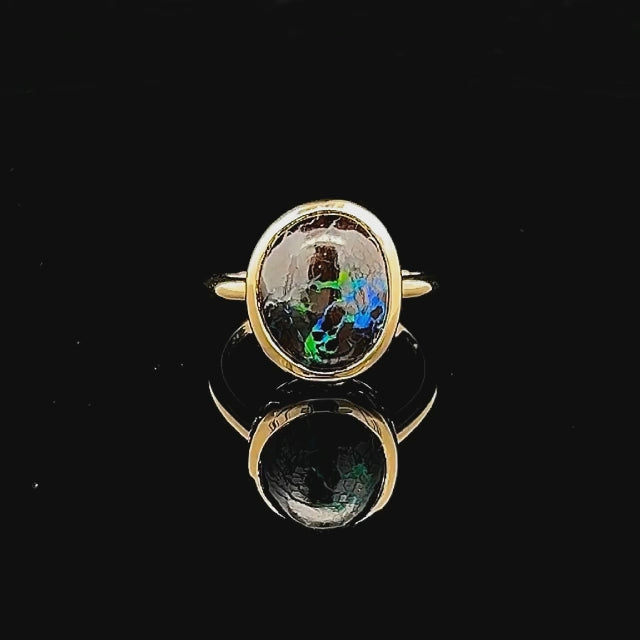 Azalea | Blue-Green Australian Boulder Opal Ring