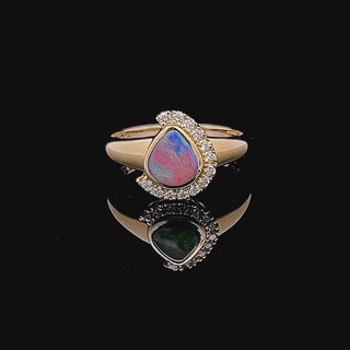 Scarlett | Australian Tri-Cut Semi-Black Opal Ring