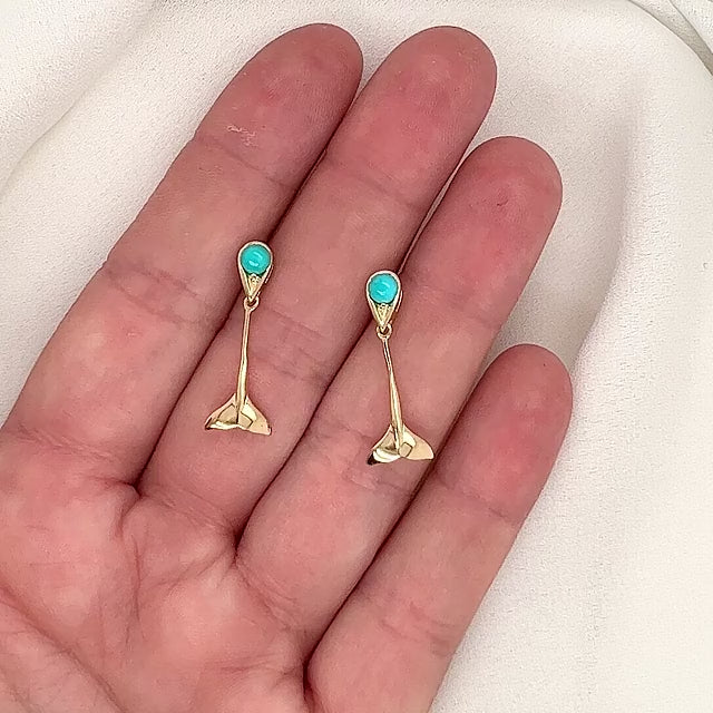 Whale Tail Fluke Drop Earrings