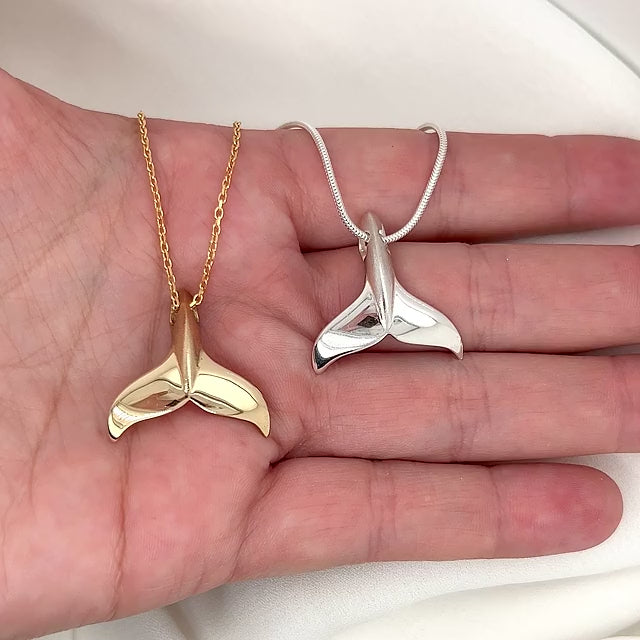 Diving Fluke Whale Tail Necklace