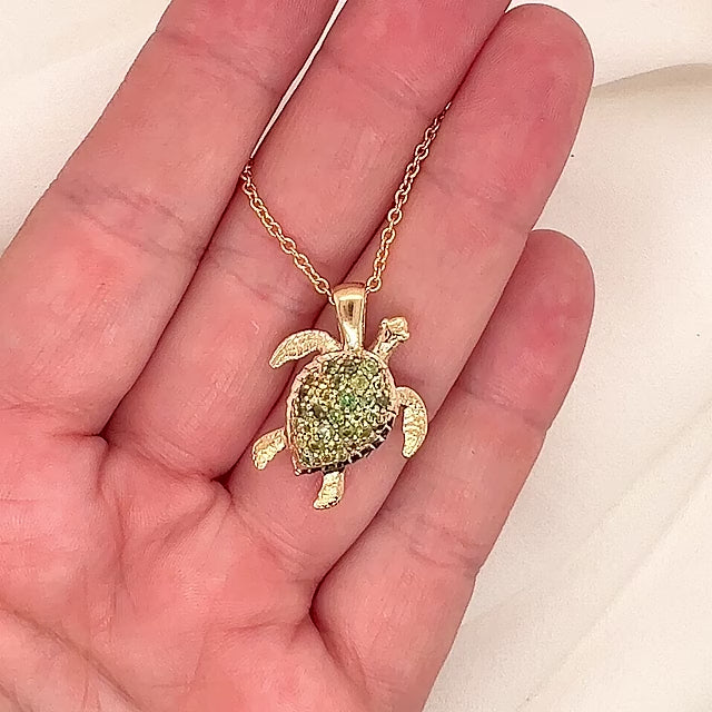 Sea Turtle Multi-Sapphire Necklace