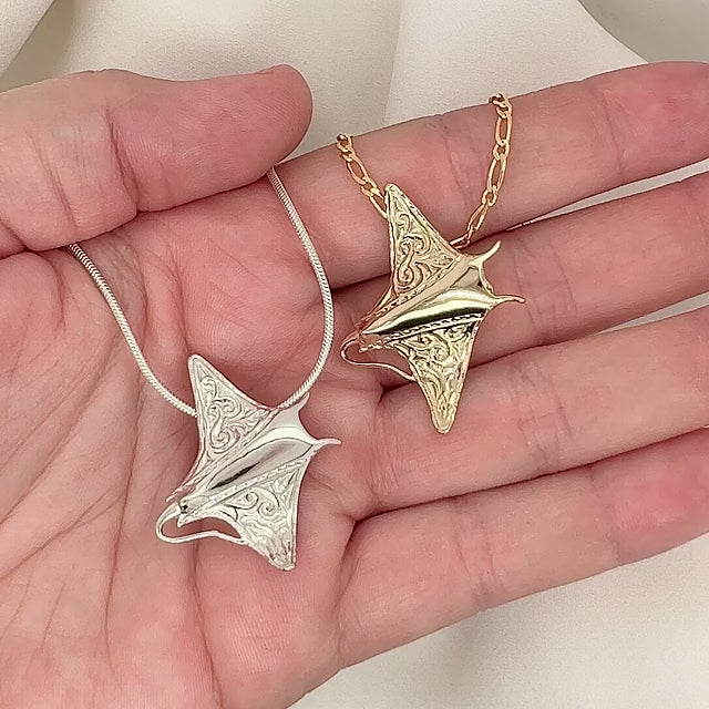 Engraved Manta Ray Necklace