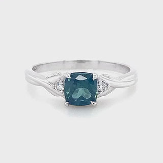 Audrey | Australian Teal-Blue Parti Sapphire Ring