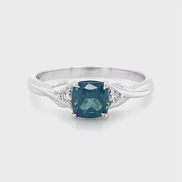 Audrey | Australian Teal-Blue Parti Sapphire Ring