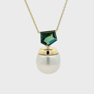 Brinkley | Australian South Sea Pearl and Teal Sapphire Necklace