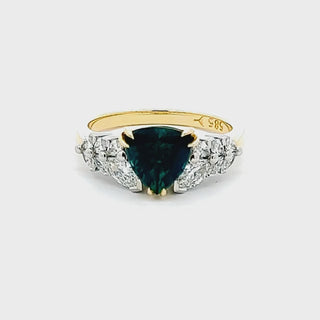 Blanche | Australian Teal-Blue Parti Sapphire Ring
