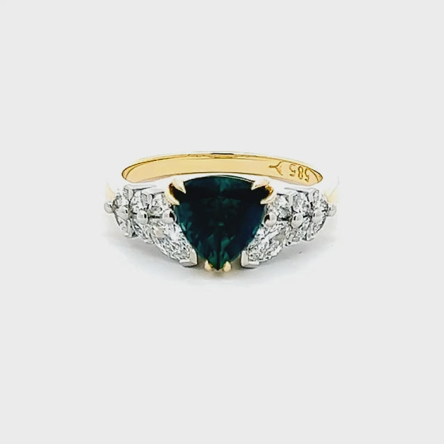 Blanche | Australian Teal-Blue Parti Sapphire Ring