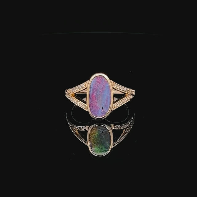 Allora | Australian Pink-Purple Black Opal Ring