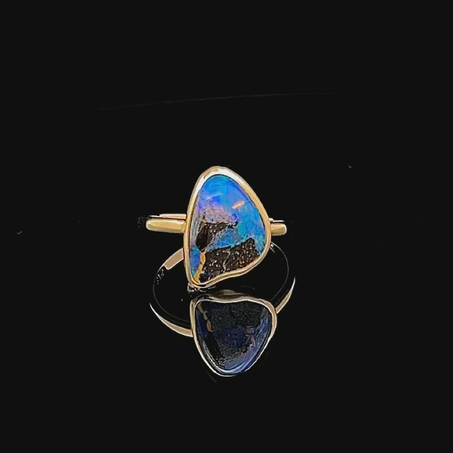 Alice | Blue-Purple Australian Boulder Opal Ring