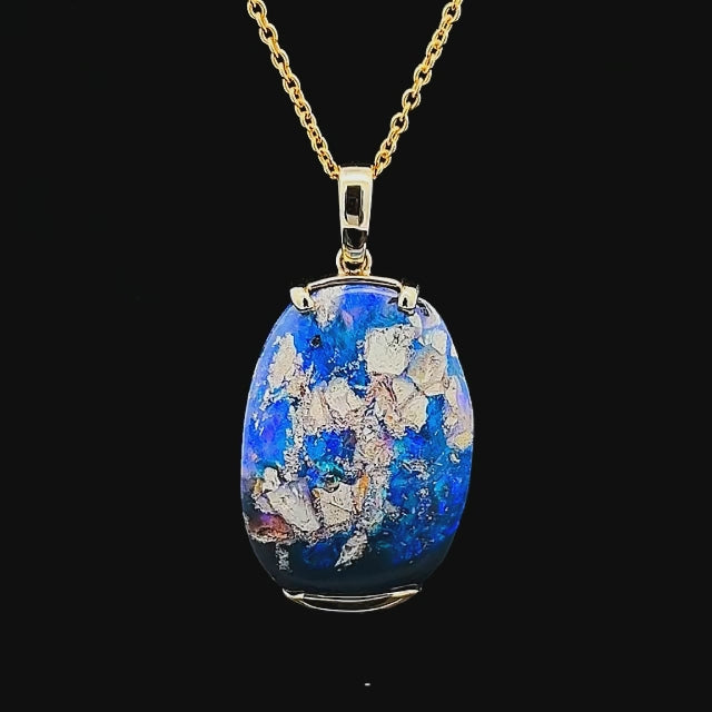 Arna | Australian Petrified Wood Boulder Opal Necklace