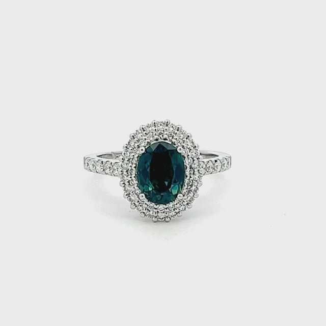 Freya | Australian Teal-Blue Parti Sapphire Ring