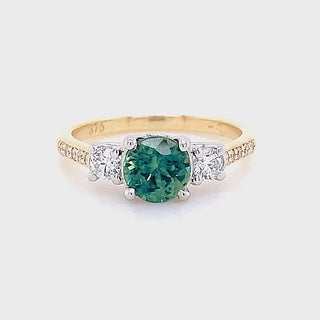 Adeline | Australian Teal Parti Sapphire Trilogy Ring