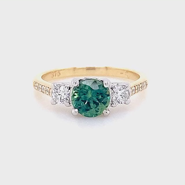 Adeline | Australian Teal Parti Sapphire Trilogy Ring