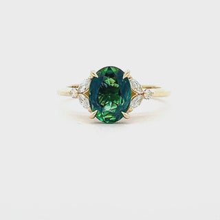 Vera | Australian Green-Blue Parti Sapphire Ring