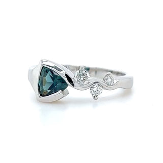 Zara | Australian Trilliant Green-Blue Parti Sapphire Ring