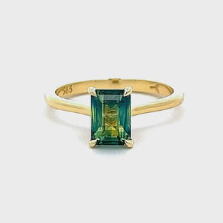 Lorelei | Australian Blue-Green-Yellow Parti Sapphire Ring
