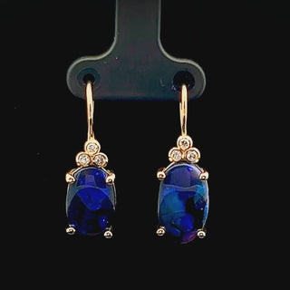 Anika | Blue-Purple Australian Black Opal Earrings
