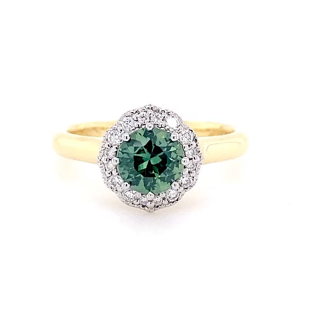 Gwen | Australian Green-Blue Parti Sapphire Ring
