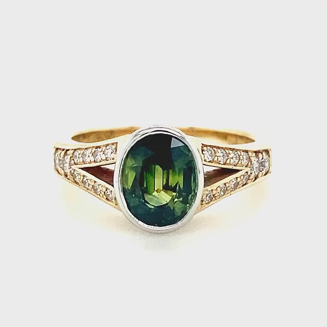 Phoebe | Australian Green Parti Sapphire Ring