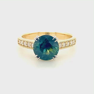 Penelope | Australian Blue-Green Parti Sapphire Ring