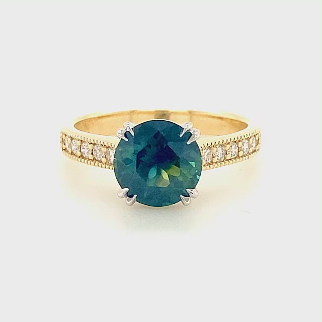 Penelope | Australian Blue-Green Parti Sapphire Ring