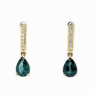 Natalie | Australian Teal-Blue Parti Sapphire Drop Earrings