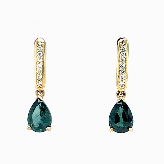 Natalie | Australian Teal-Blue Parti Sapphire Drop Earrings