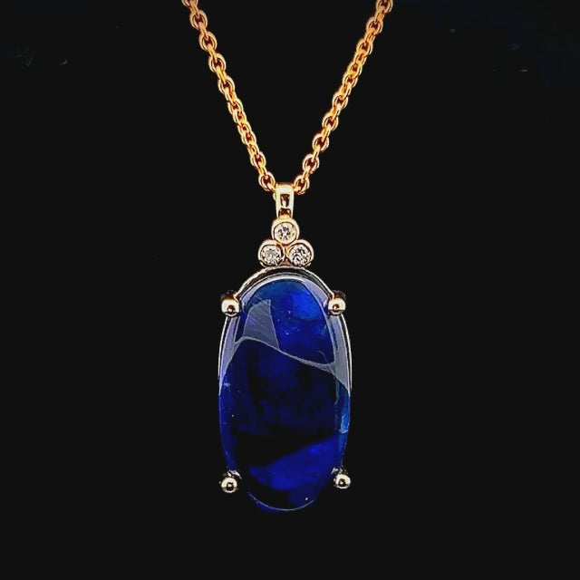 Ilkey | Oval Blue-Purple Australian Black Opal Necklace