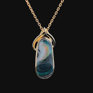 Melina | Oval Australian Semi-Black Opal Necklace